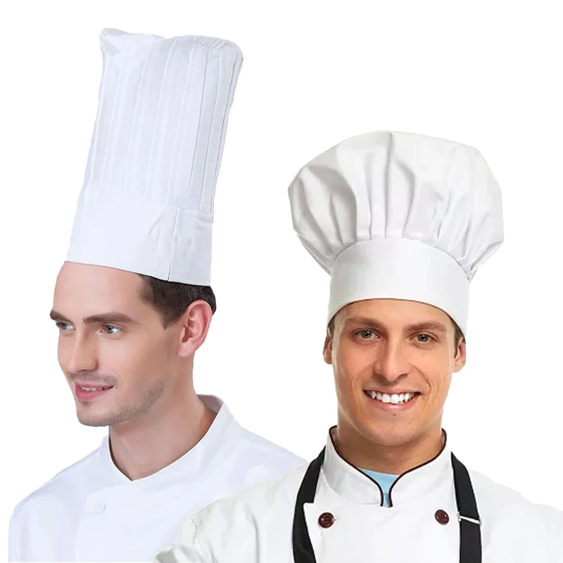 Kitchen Baker - Czapka kucharska biała, wysokość 22/29 cm,