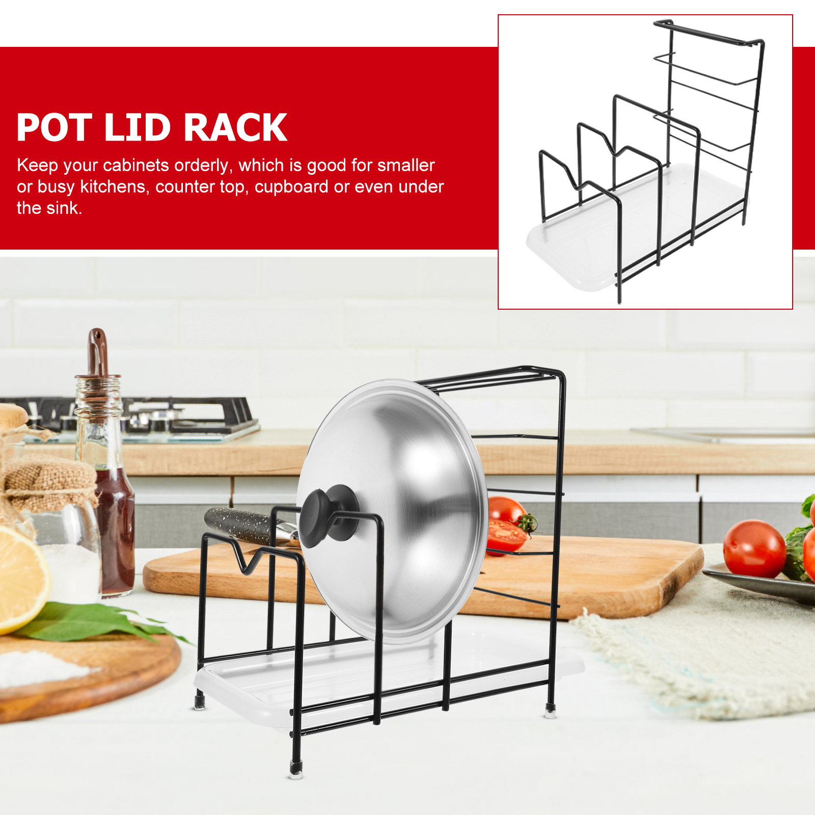 Organizer na pokrywki garnków, – Kitchen Cabinet Baking Organizer recenzja i cena